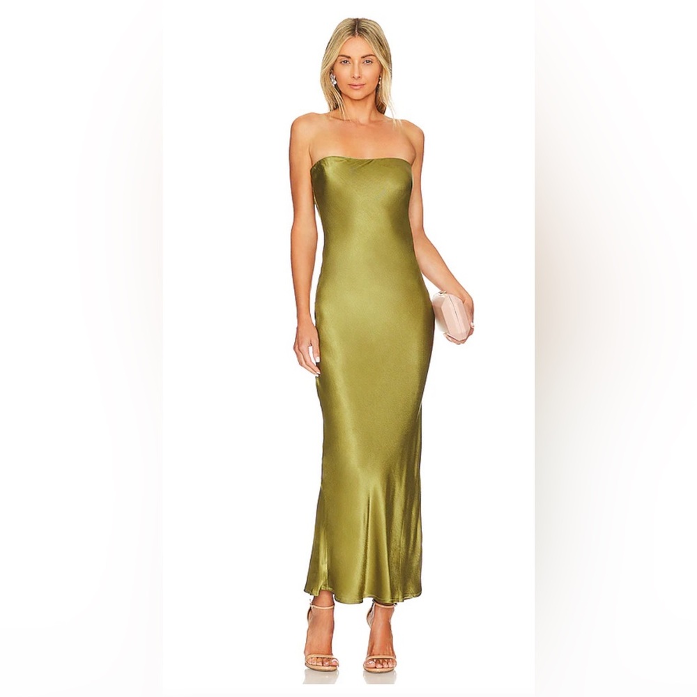 REVOLVE - SNDYS - Angel Strapless Midi Dress in Olive